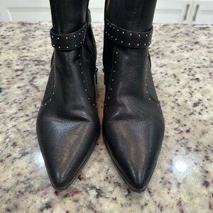 ANTONIO MELANI Black Leather Heeled Booties